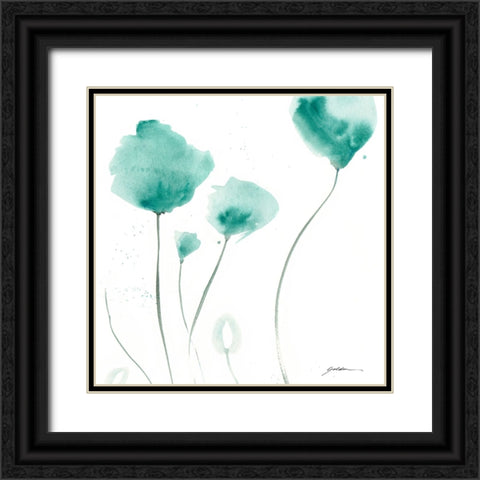 Teal Trio Black Ornate Wood Framed Art Print with Double Matting by Golden, Sheila