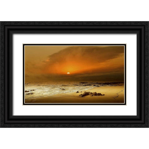 The Beach Black Ornate Wood Framed Art Print with Double Matting by Goncalves, Adelino