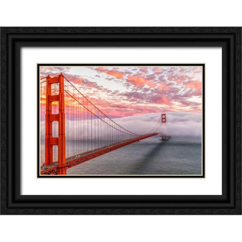 Evening Commute Black Ornate Wood Framed Art Print with Double Matting by Gordon, Dave