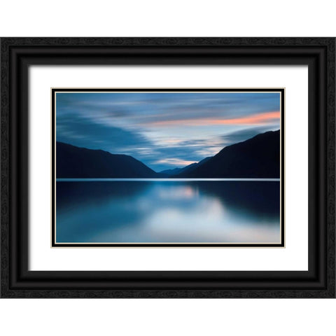 Lake Crescent Dusk Black Ornate Wood Framed Art Print with Double Matting by Gendreau, Katherine