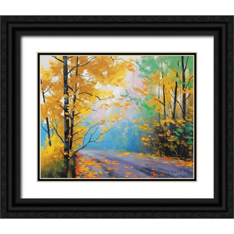 Misty Autumn Day Black Ornate Wood Framed Art Print with Double Matting by Gercken, Graham