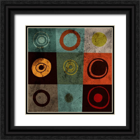 Tiles Circles Black Ornate Wood Framed Art Print with Double Matting by GraphINC