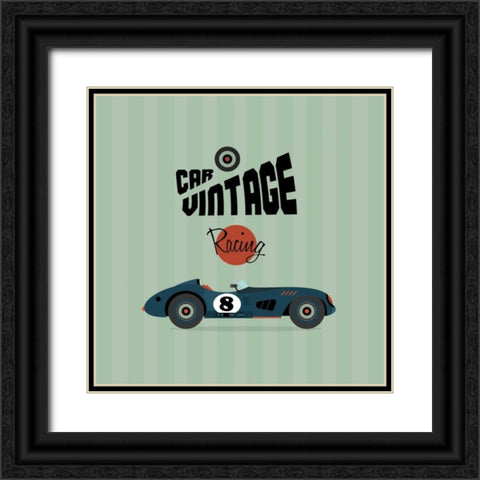 Vintage Racing 1 Black Ornate Wood Framed Art Print with Double Matting by GraphINC Studio