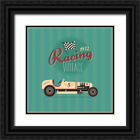 Vintage Racing 2 Black Ornate Wood Framed Art Print with Double Matting by GraphINC Studio