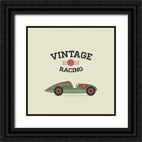 Vintage Racing 3 Black Ornate Wood Framed Art Print with Double Matting by GraphINC Studio