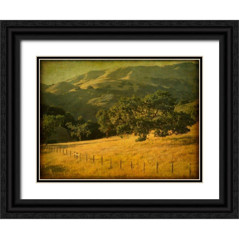 Oak and Fence Black Ornate Wood Framed Art Print with Double Matting by Guion, William