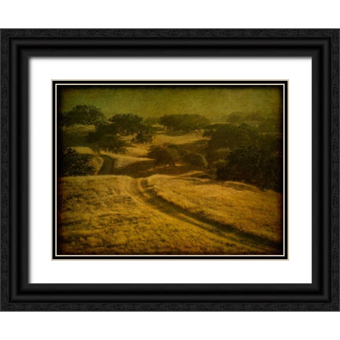 Ranch Road and Oak Savannah Black Ornate Wood Framed Art Print with Double Matting by Guion, William