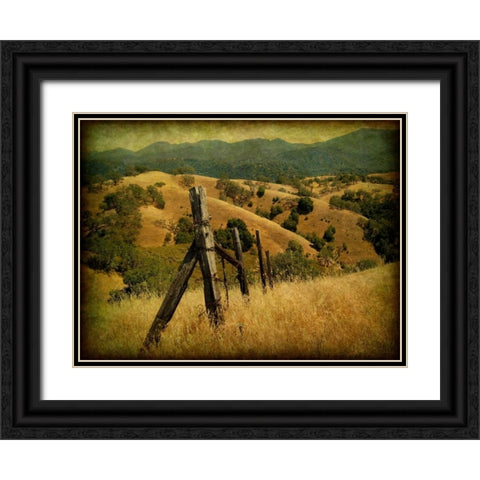 Weathered Ranch Fence Black Ornate Wood Framed Art Print with Double Matting by Guion, William