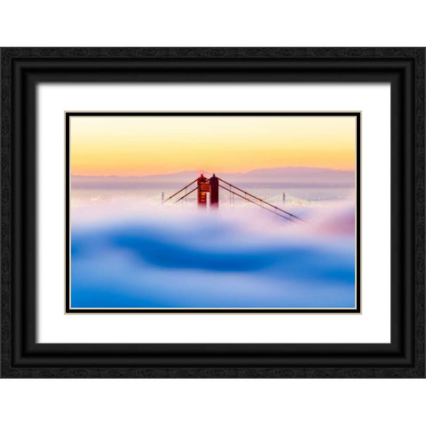 Across The Bay Black Ornate Wood Framed Art Print with Double Matting by Gordon, Dave