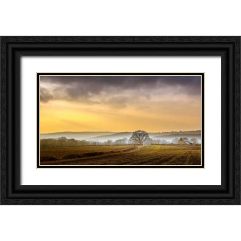 The Farm Black Ornate Wood Framed Art Print with Double Matting by Goncalves, Adelino