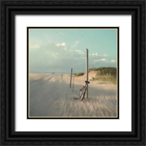 Biking on Ocracoke Black Ornate Wood Framed Art Print with Double Matting by Hanna, Dawn D.