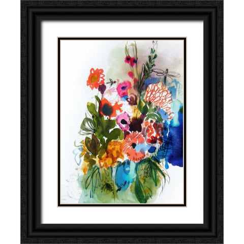 Flowers and Insects One Black Ornate Wood Framed Art Print with Double Matting by Hamidieli, Fotini