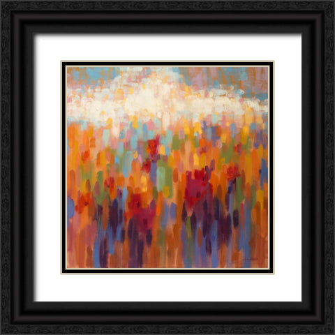 Poppy Mosaic Black Ornate Wood Framed Art Print with Double Matting by Hardy, Claire