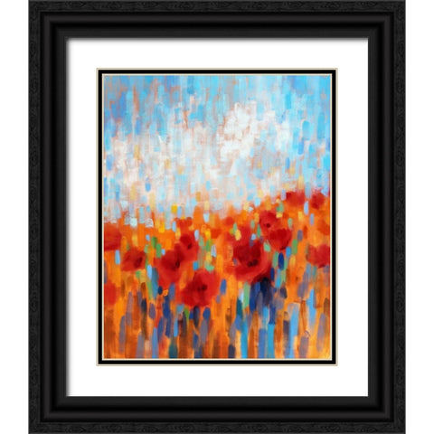 Poppy Walk Black Ornate Wood Framed Art Print with Double Matting by Hardy, Claire
