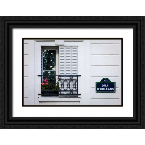 Quai dÃ¢â‚¬â„¢Orleans Black Ornate Wood Framed Art Print with Double Matting by Herrera, H.J.