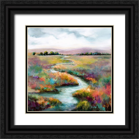 Meandering Stream Black Ornate Wood Framed Art Print with Double Matting by Hale, Karen