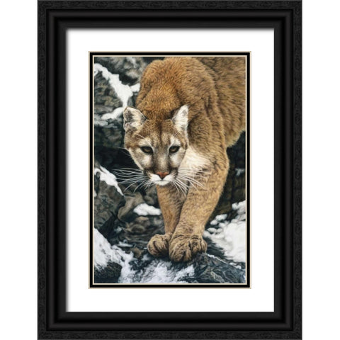 Silent Approach Black Ornate Wood Framed Art Print with Double Matting by Henderson, Jan