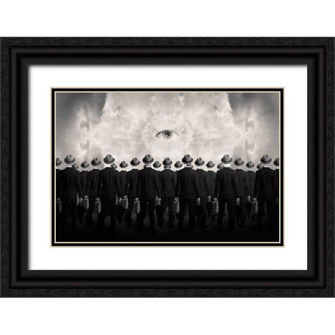 Drones Black Ornate Wood Framed Art Print with Double Matting by Ingberg, Tommy