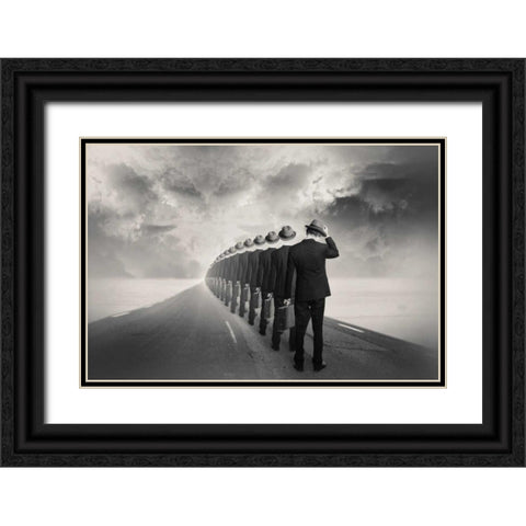 Get in Line Black Ornate Wood Framed Art Print with Double Matting by Ingberg, Tommy