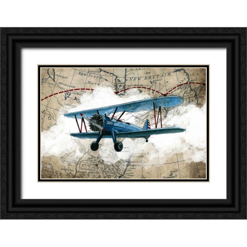 Biplane 1 Black Ornate Wood Framed Art Print with Double Matting by GraphINC Studio