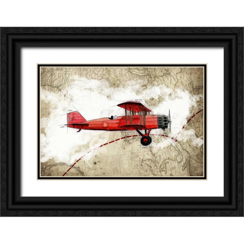 Biplane 3 Black Ornate Wood Framed Art Print with Double Matting by GraphINC Studio
