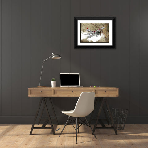 Biplane 4 Black Ornate Wood Framed Art Print with Double Matting by GraphINC Studio