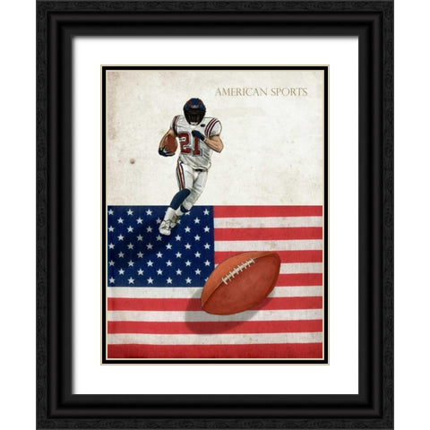 American Sports-Football 1 Black Ornate Wood Framed Art Print with Double Matting by GraphINC Studio
