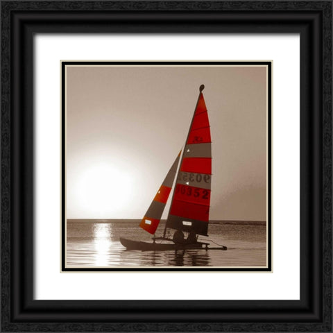 Sailboat Sunset Black Ornate Wood Framed Art Print with Double Matting by PhotoINC Studio