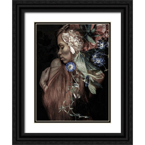 Botanical Woman No. 1 Black Ornate Wood Framed Art Print with Double Matting by Incado