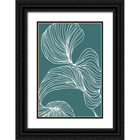 Freeform Leaves I Black Ornate Wood Framed Art Print with Double Matting by Incado