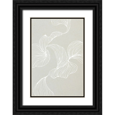 Freeform Leaves II Black Ornate Wood Framed Art Print with Double Matting by Incado