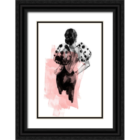 Figure Pink Black Ornate Wood Framed Art Print with Double Matting by Incado