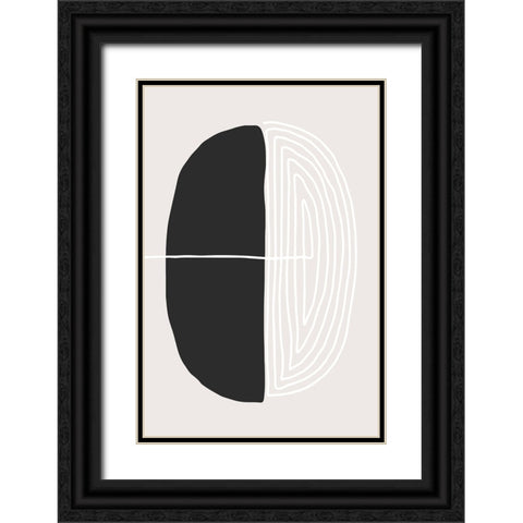 Black and White Oval Black Ornate Wood Framed Art Print with Double Matting by Incado