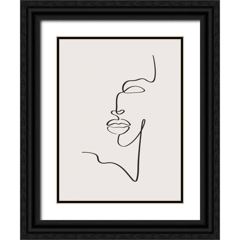 Female Face Black Ornate Wood Framed Art Print with Double Matting by Incado