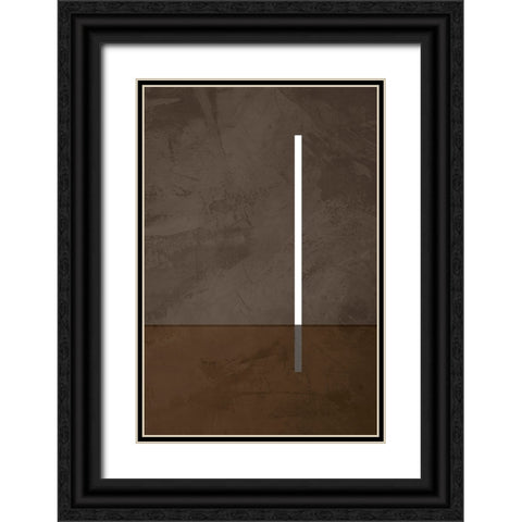 Vertical Line Black Ornate Wood Framed Art Print with Double Matting by Incado