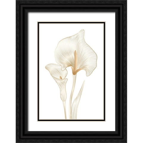 Lily Line Black Ornate Wood Framed Art Print with Double Matting by Incado