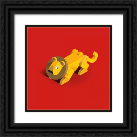 Lion Black Ornate Wood Framed Art Print with Double Matting by Jensen, Bo Virkelyst