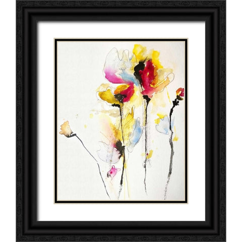 Sweet Peas Black Ornate Wood Framed Art Print with Double Matting by Johannesson, Karin