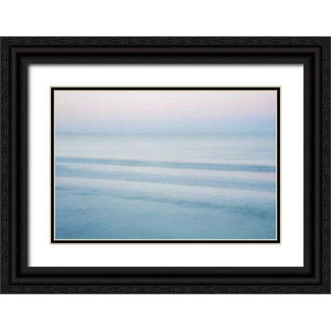 Three Waves - Crescent Beach Black Ornate Wood Framed Art Print with Double Matting by Juracek, John