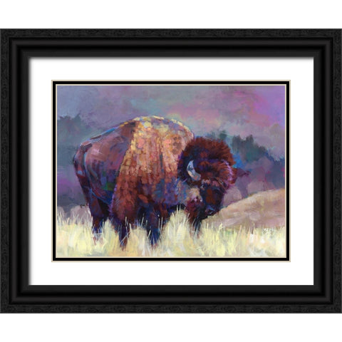 Buffalo Roam Black Ornate Wood Framed Art Print with Double Matting by Jackson, Robert