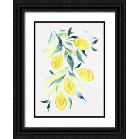 Watercolor Lemons Black Ornate Wood Framed Art Print with Double Matting by Juncos, Cami