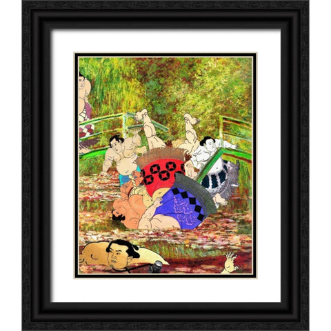 Japanese Footbridge Mishap Black Ornate Wood Framed Art Print with Double Matting by Kite, Barry