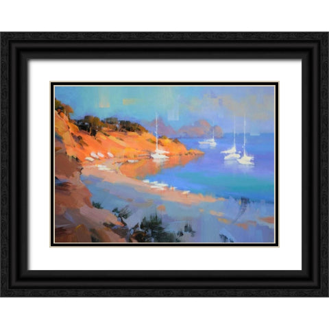 Evening Boats Black Ornate Wood Framed Art Print with Double Matting by Krioutchkov, Alex Hook