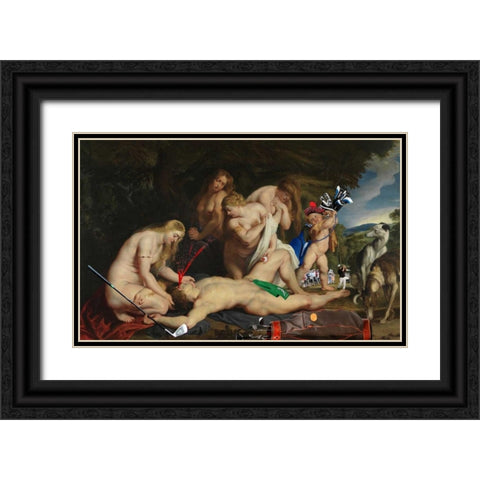 Playing Through Black Ornate Wood Framed Art Print with Double Matting by Kite, Barry