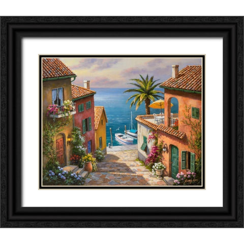 The Villaâ€™s Private Dock Black Ornate Wood Framed Art Print with Double Matting by Kim, Sung