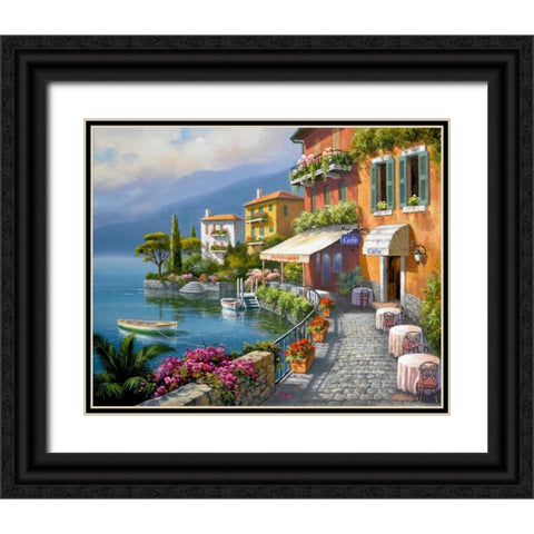Seaside Bistro Cafe Black Ornate Wood Framed Art Print with Double Matting by Kim, Sung