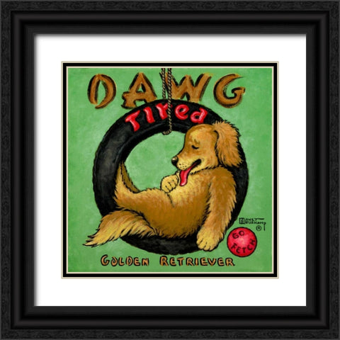 Dawg Tired Black Ornate Wood Framed Art Print with Double Matting by Kruskamp, Janet