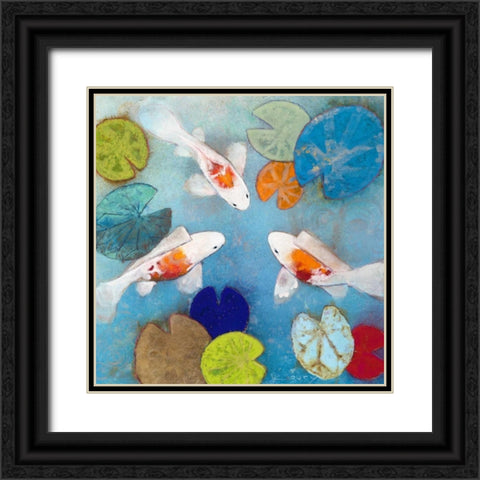 Koi 2 Black Ornate Wood Framed Art Print with Double Matting by Koury, Aleah