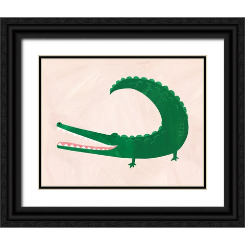 Crocodile Black Ornate Wood Framed Art Print with Double Matting by Kopcik, Emily