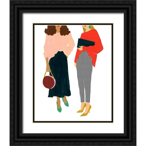 Fashion Friends Black Ornate Wood Framed Art Print with Double Matting by Kopcik, Emily